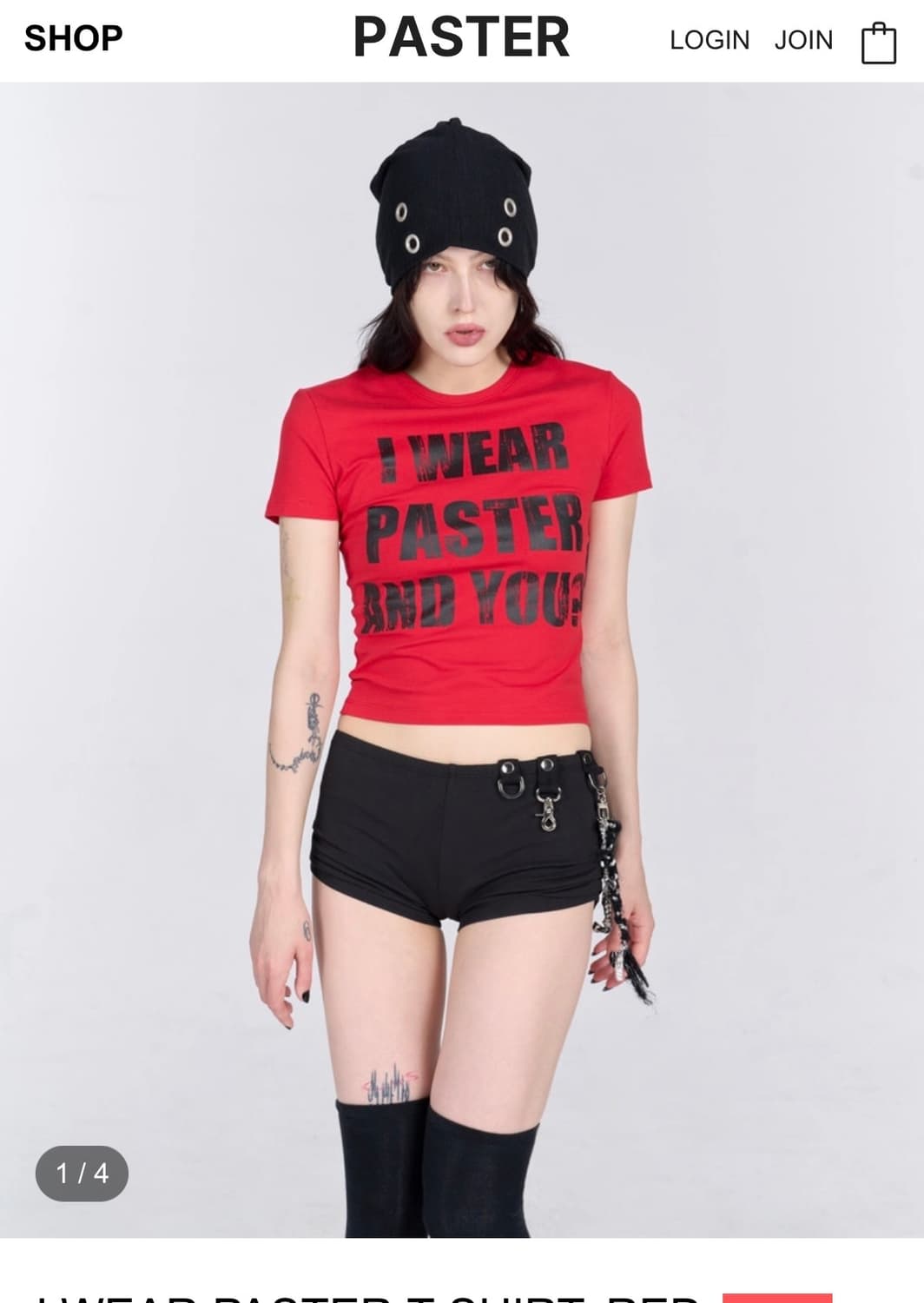paster I WEAR PASTER T-SHIRT, RED 딱붙반팔 상품이미지5