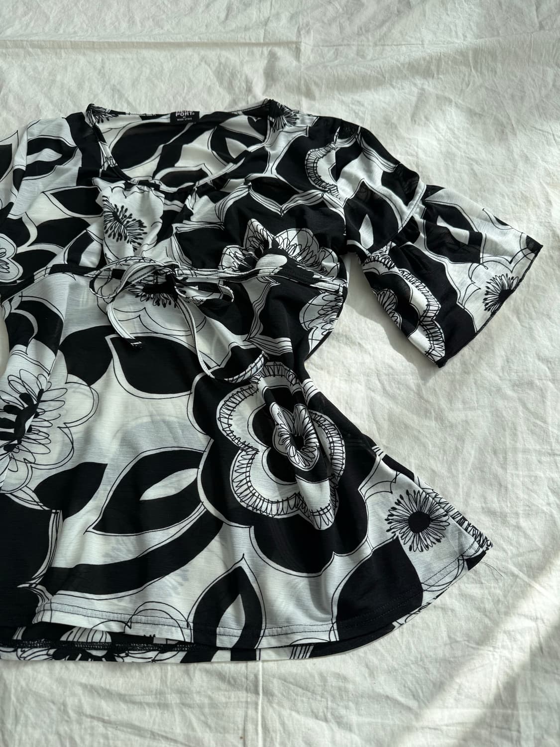 오리엔탈 시스루 반팔 블라우스 탑 상품이미지3