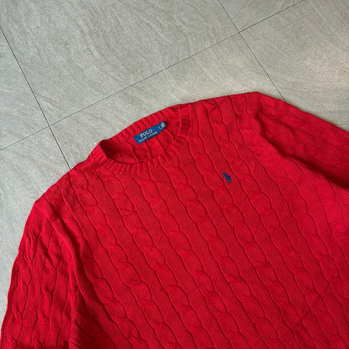 폴로 정품 최신라벨 레드 케이블 니트 상품이미지2