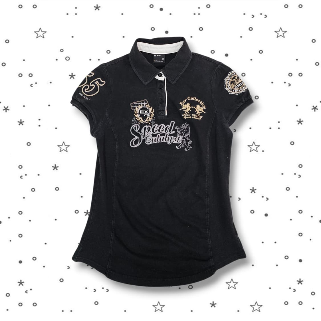 90 EXR 자수 반팔 카라티셔츠 상품이미지1