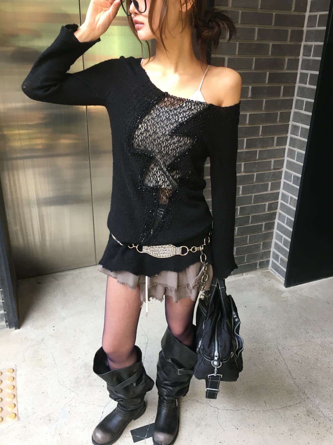 히스테릭글래머 썬더 데미지 니트 상품이미지2