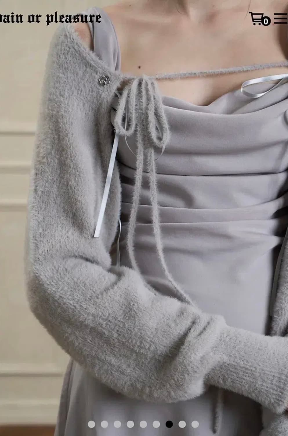 [원피스&볼레로 세트] 페인오어플레져 듀 카울 드레스&페탈 가디건 상품이미지2