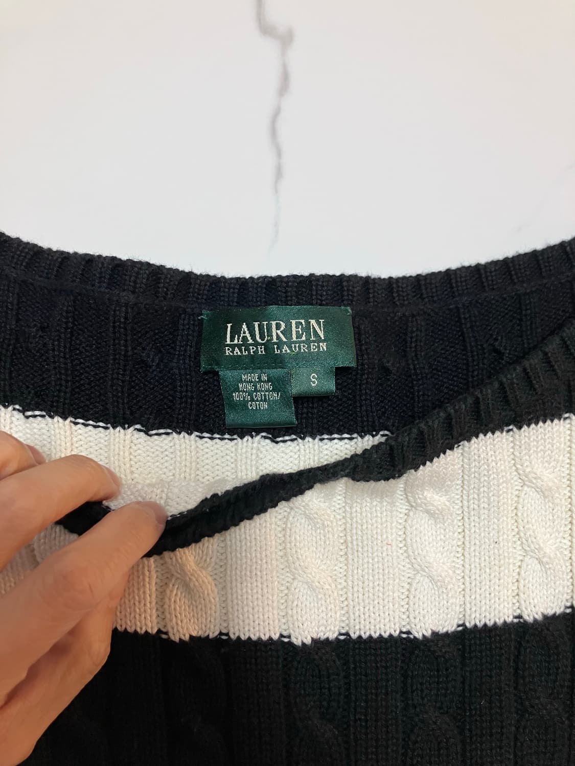 랄프로렌 면 100% 스트라이프 보트넥 케이블 니트 스웨터 상품이미지2