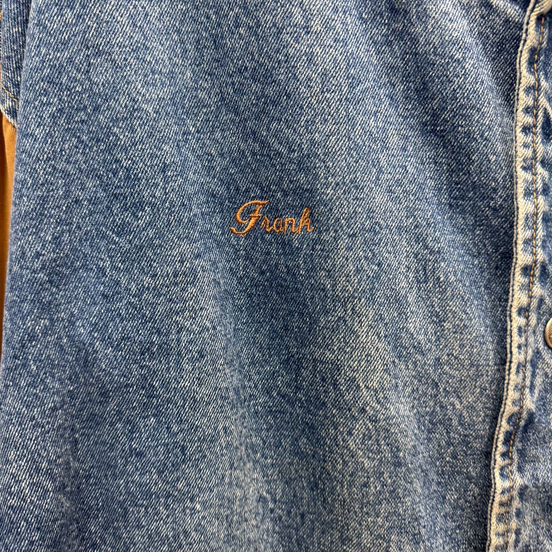 USA VTG 90s 빈티지 데님 바시티 베이지 배색 워크 자켓 상품이미지6