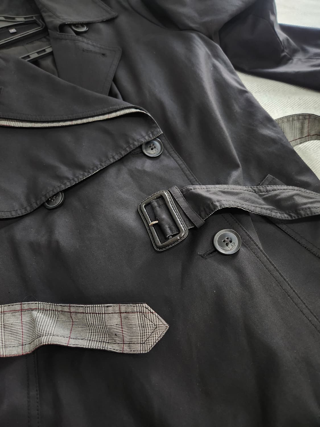 [85] 랩 LAP  블랙 트렌치 코트 여성 85사이즈 체크배색 상품이미지6