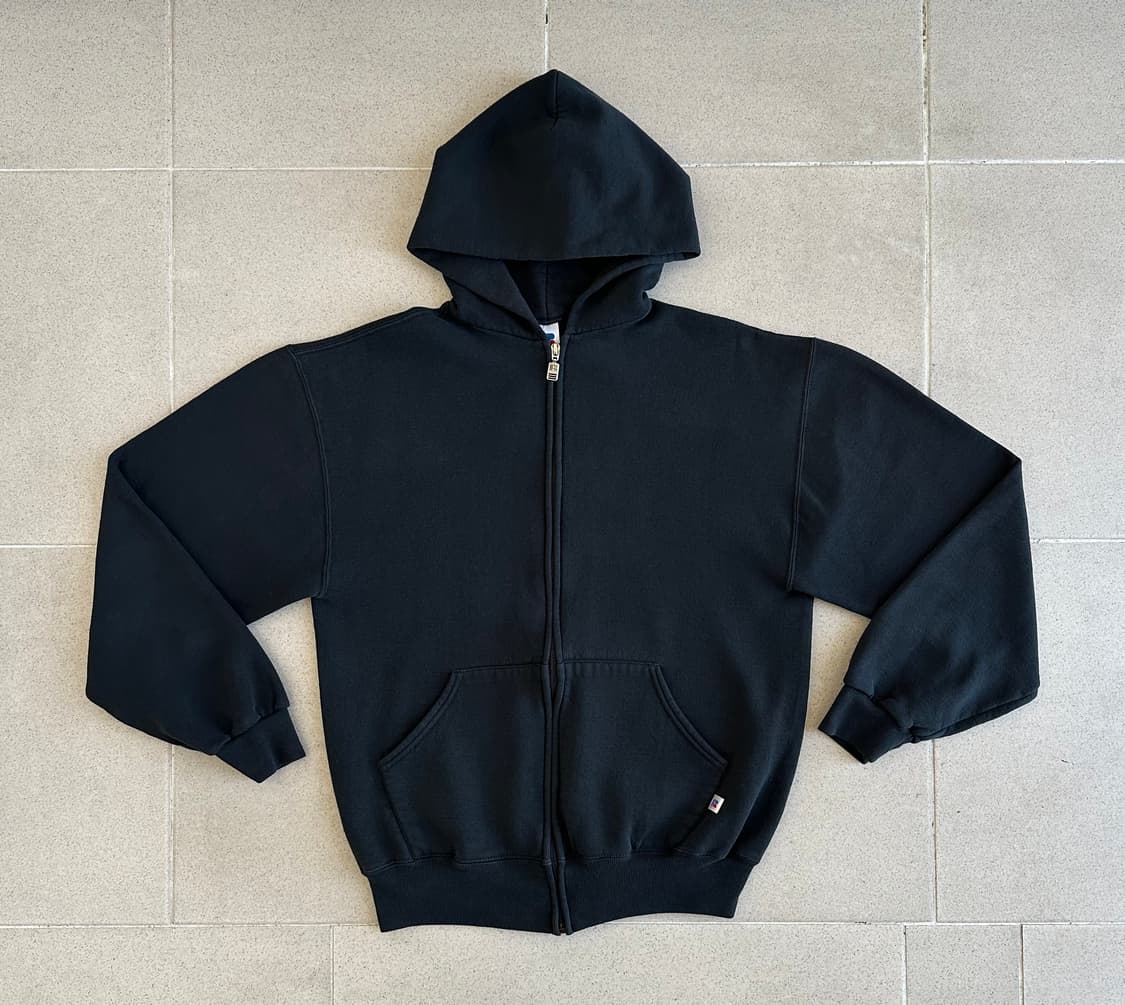 90s 빈티지 러셀 후드집업 블랙 M 상품이미지1