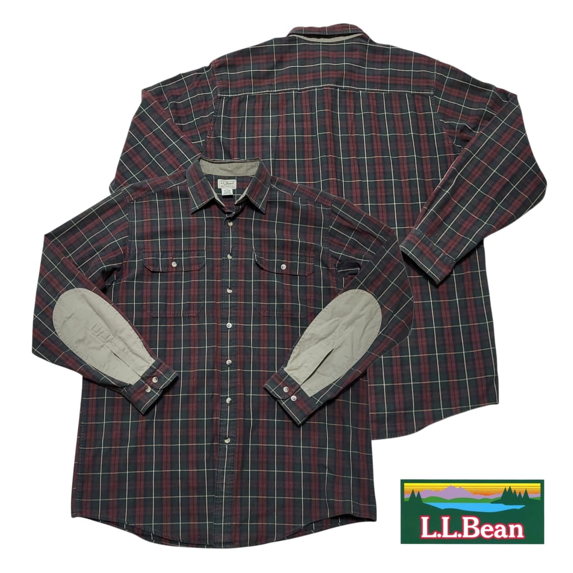 (L) vtg 90s LLBean 엘엘빈 엘보패치 빈티지 체크셔츠 상품이미지1