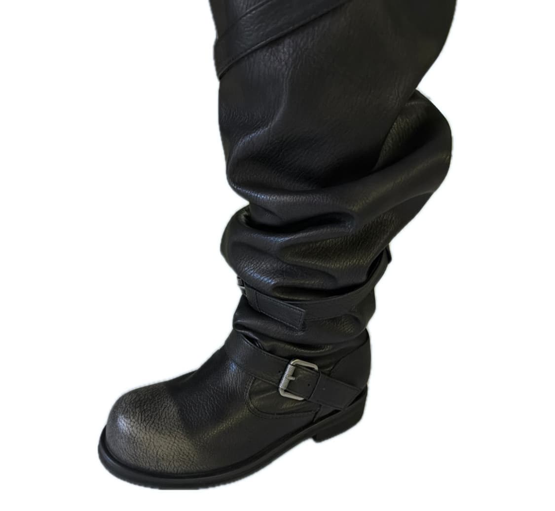 셔링 버클 롱 레더 부츠 새상품 상품이미지1