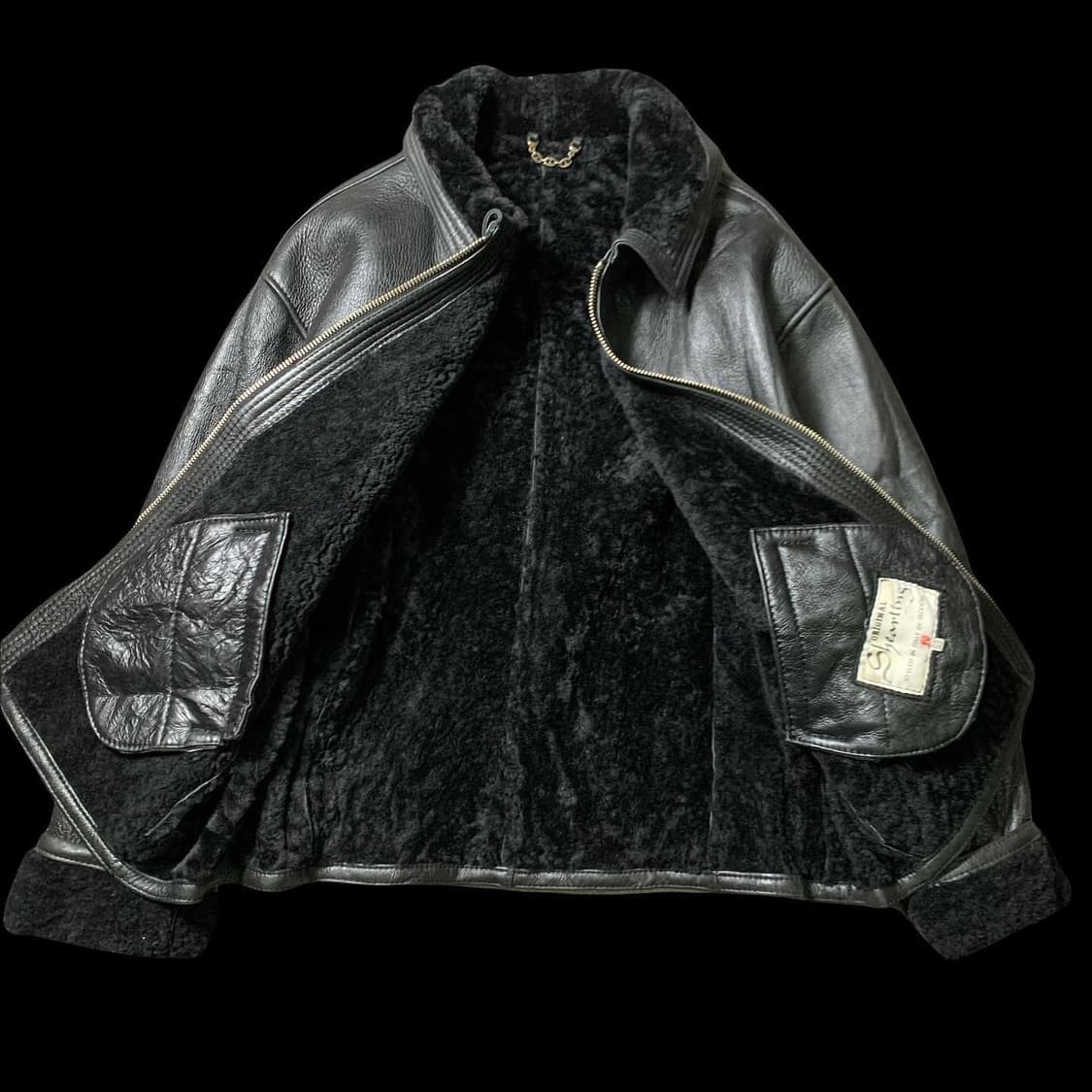 [XL] 빈티지 검정 무스탕 가죽 자켓 상품이미지3