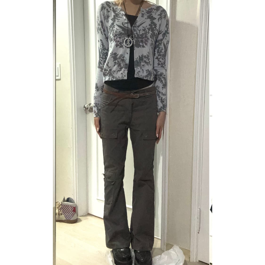 punk set (플라워 가디건/카고 부츠컷팬츠) 상품이미지1