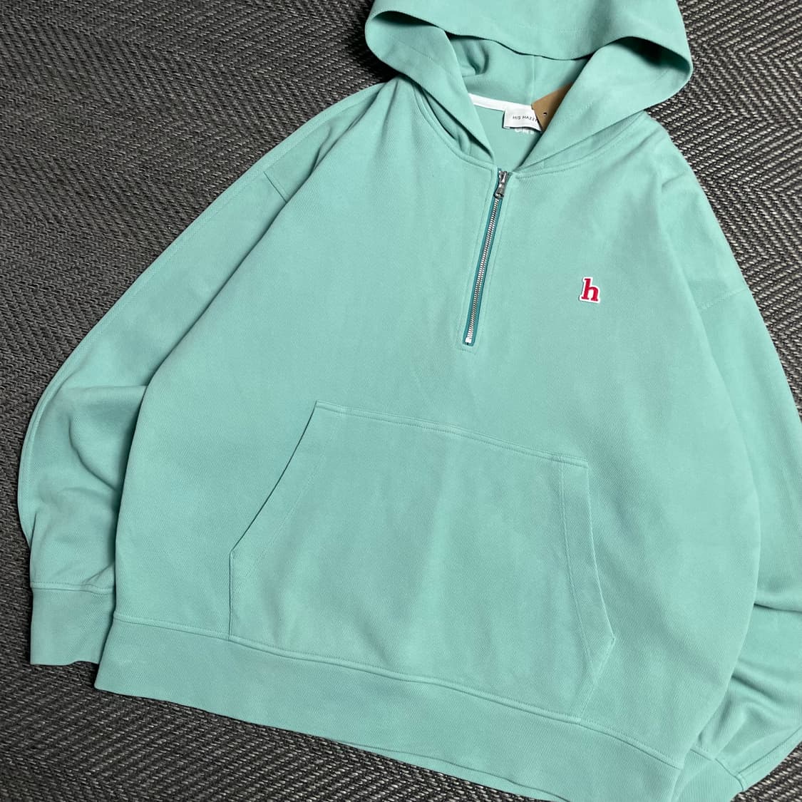 Hazzys 자수로고 아노락 후드 하프 반집업 민트o 5171 상품이미지2
