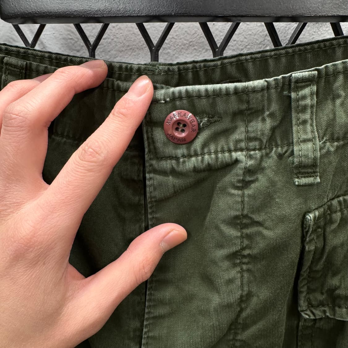 JPN VINTAGE 밀리터리 카고 팬츠 사이드 빅포켓 포인트 그린 상품이미지5