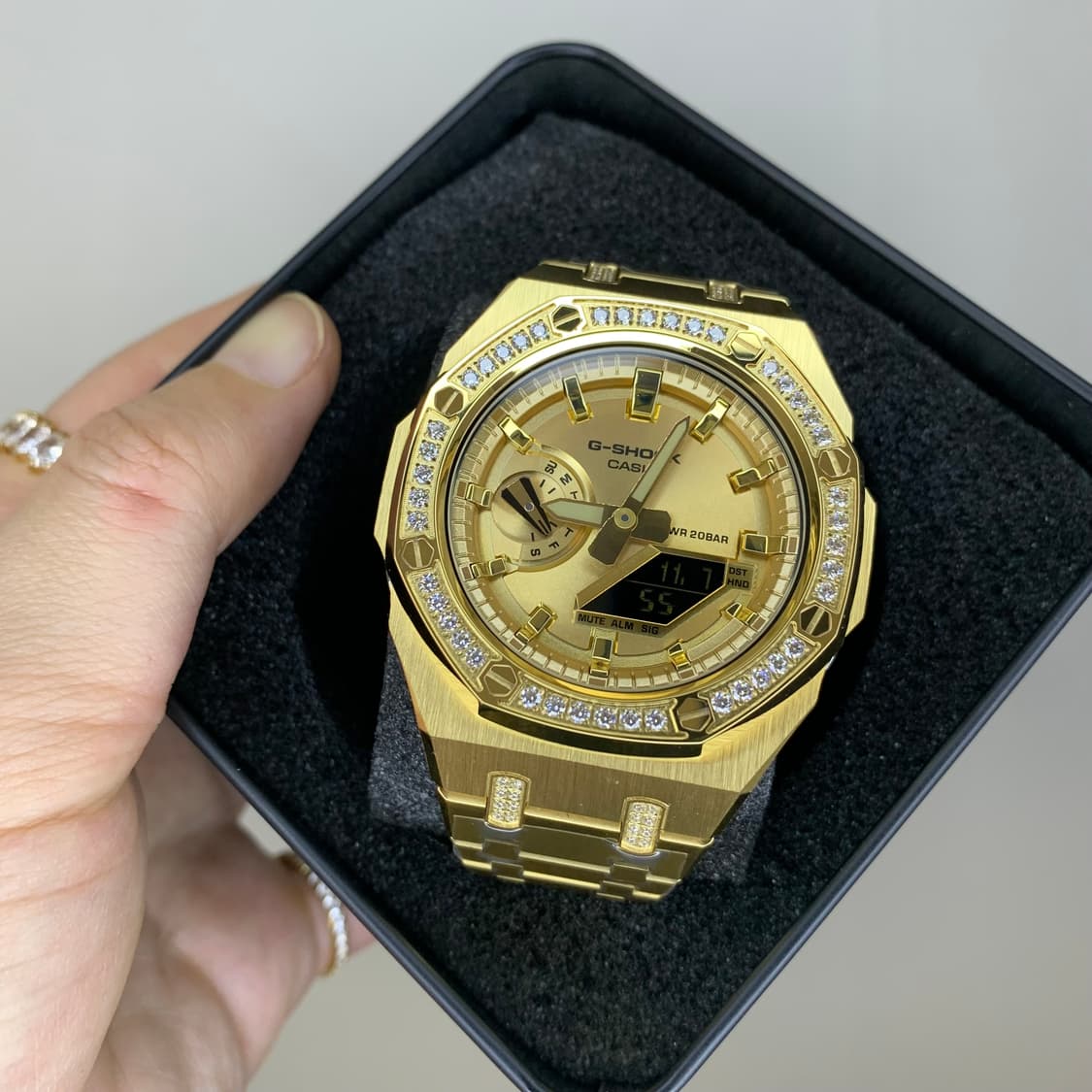 지샥 GA-2100 골드 지르코니아 파베 세팅 커스텀 시계 상품이미지5