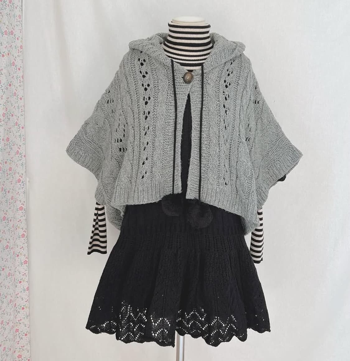 회색 니트 케이프 상품이미지1