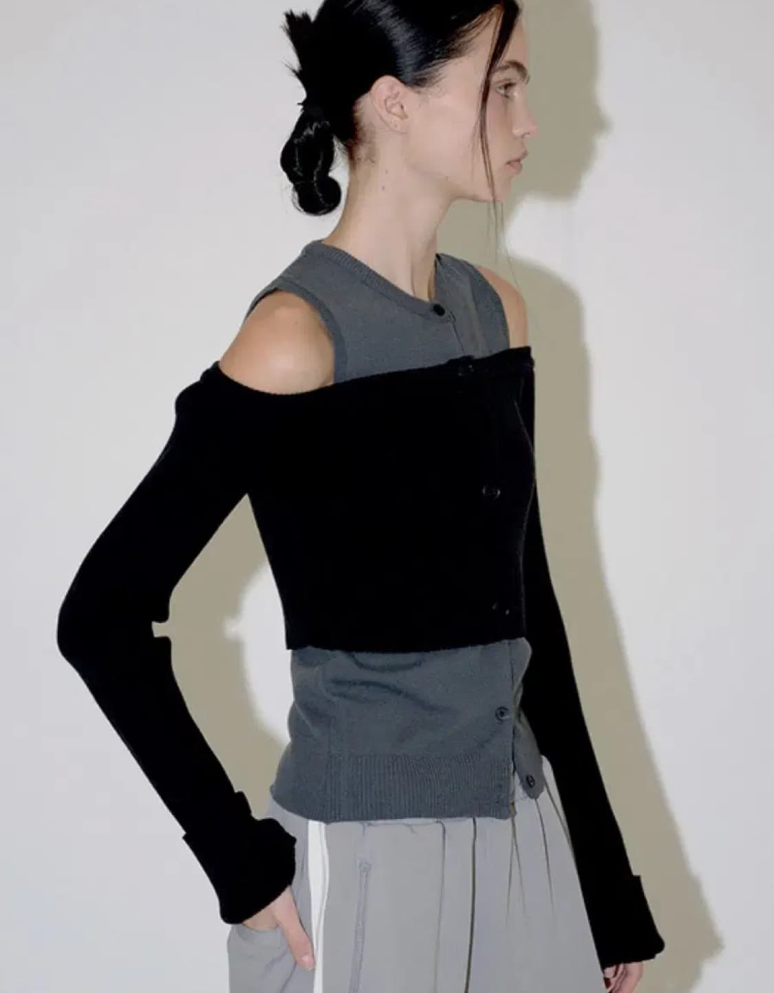 다이애그널 투웨이 레이어드 가디건 상품이미지1