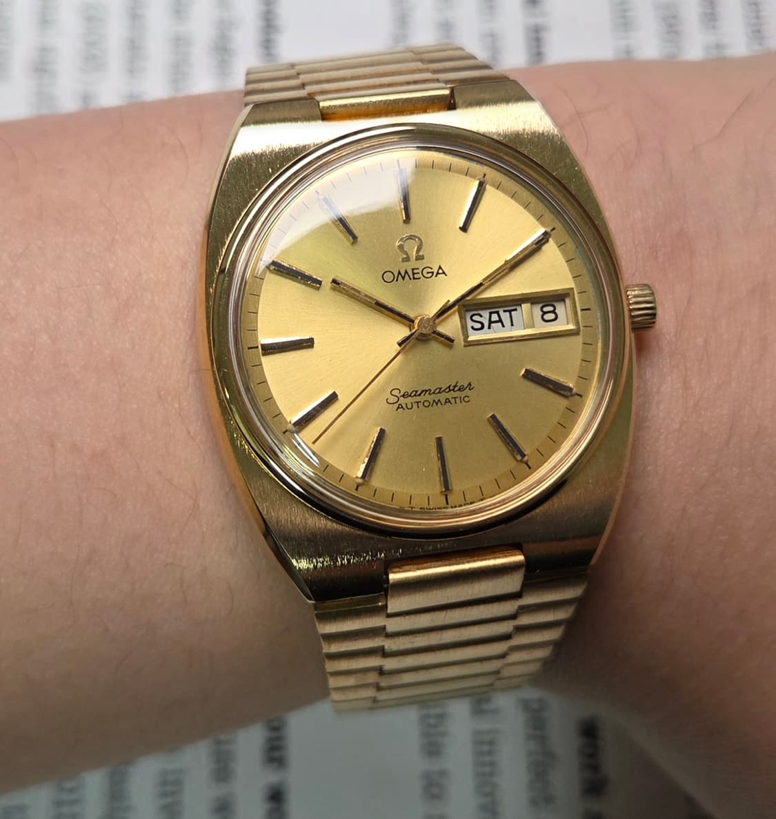 레어] 빈티지 오메가 씨마스터 고구마 데이데이트 올금장 뻐뻐시 브레이슬릿 상품이미지10