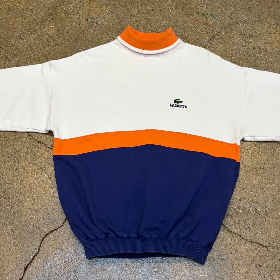 90s 미국 빈티지 라코스테 배색 더틀넥 목폴라 맨투맨 상품이미지3
