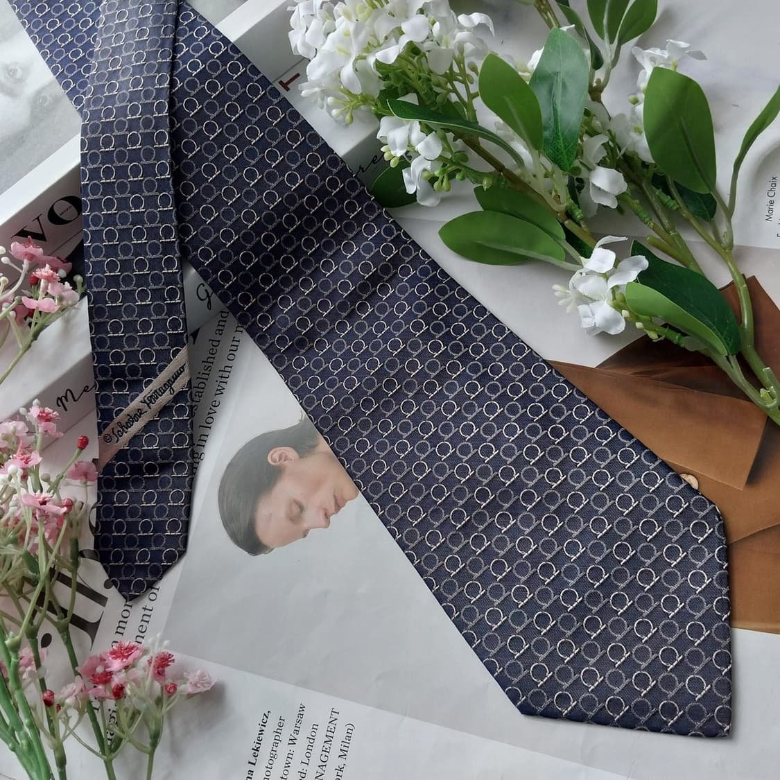 살바토레 페라가모 넥타이 다크퍼플 간치니 패턴 A+ K2191 상품이미지2