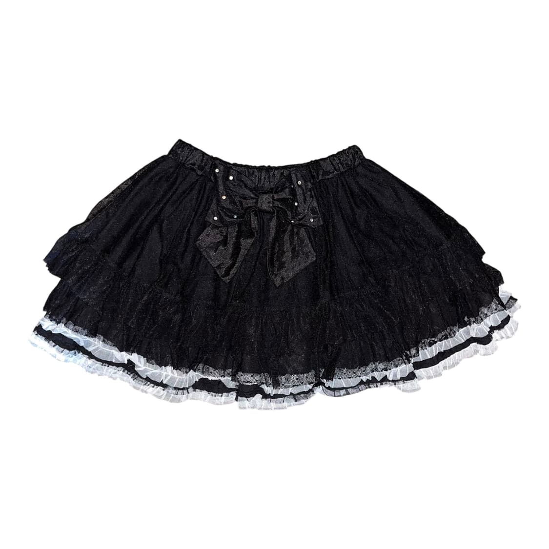 백 왕리본 하트자수 레이스 밴딩 캉캉 스커트 키치갸루y2k 상품이미지4