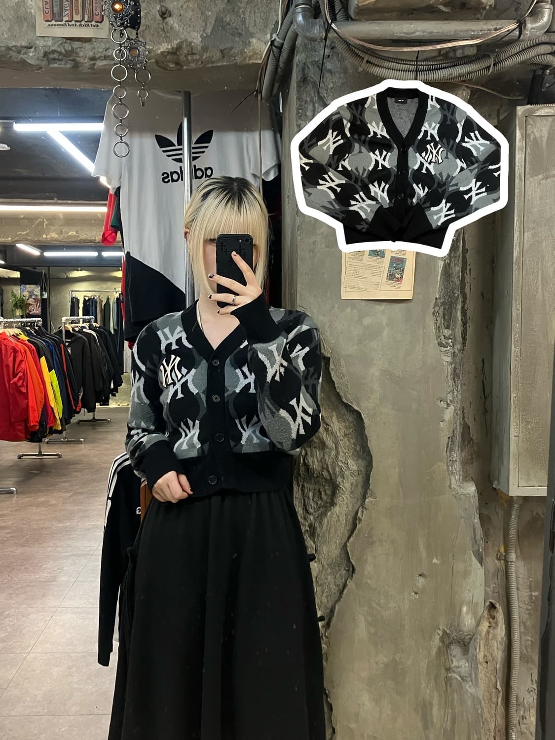 MLB 로고 크롭 가디건 블랙  #csz2010 상품이미지1