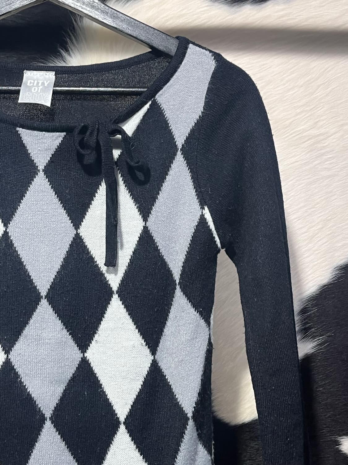 아가일패턴 리본 니트 상품이미지4