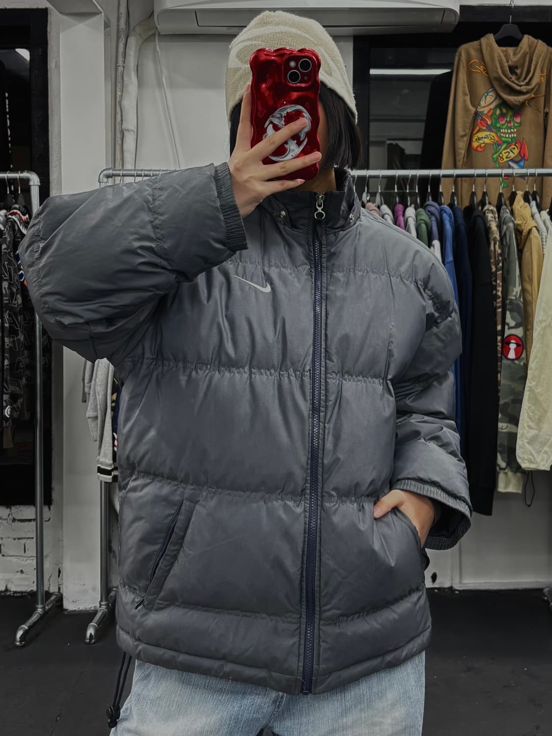 00s 나이키 덕다운 그레이 패딩 상품이미지4