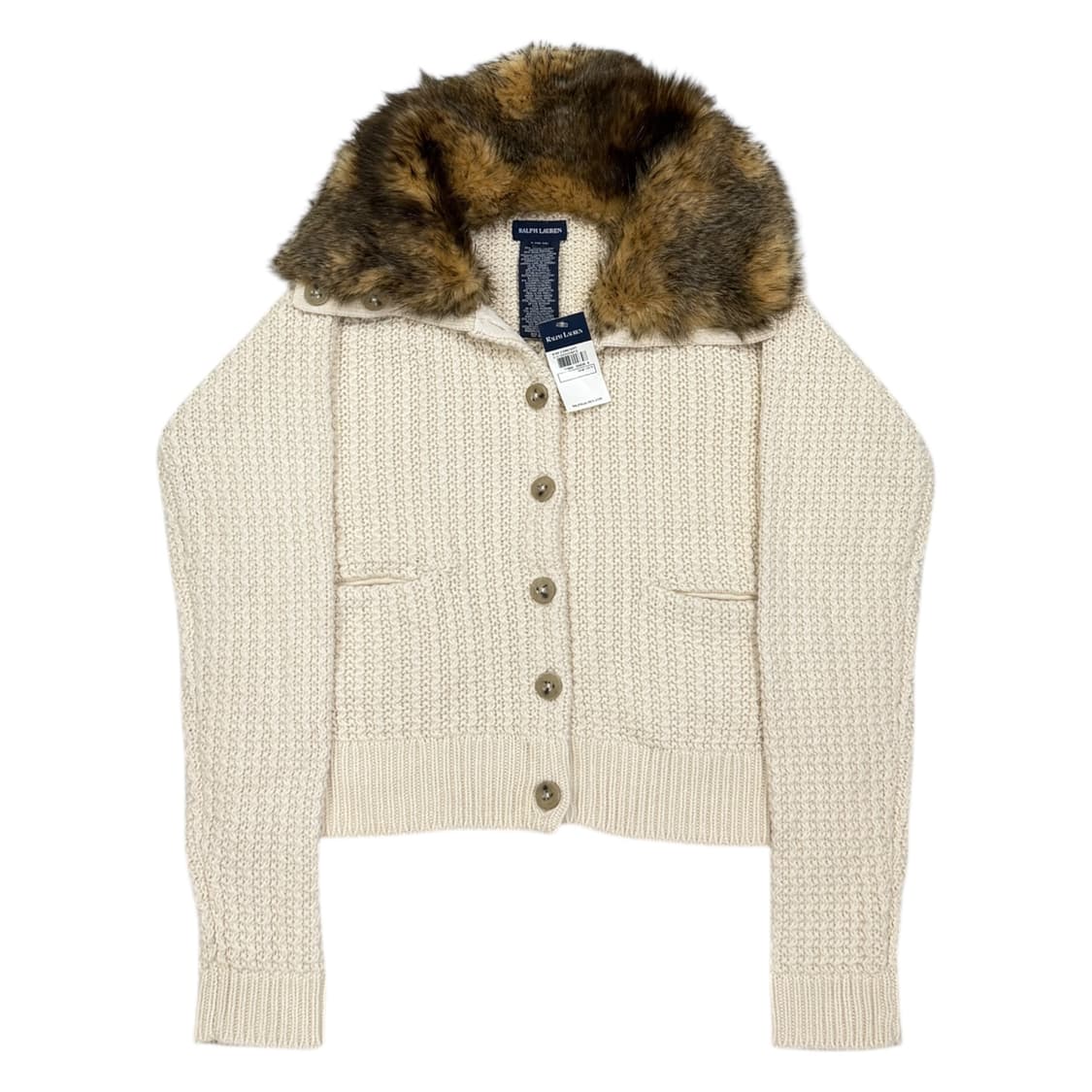 폴로 랄프로렌 퍼 카라 니트 딱붙핏 Y2K 가디건 L 상품이미지1