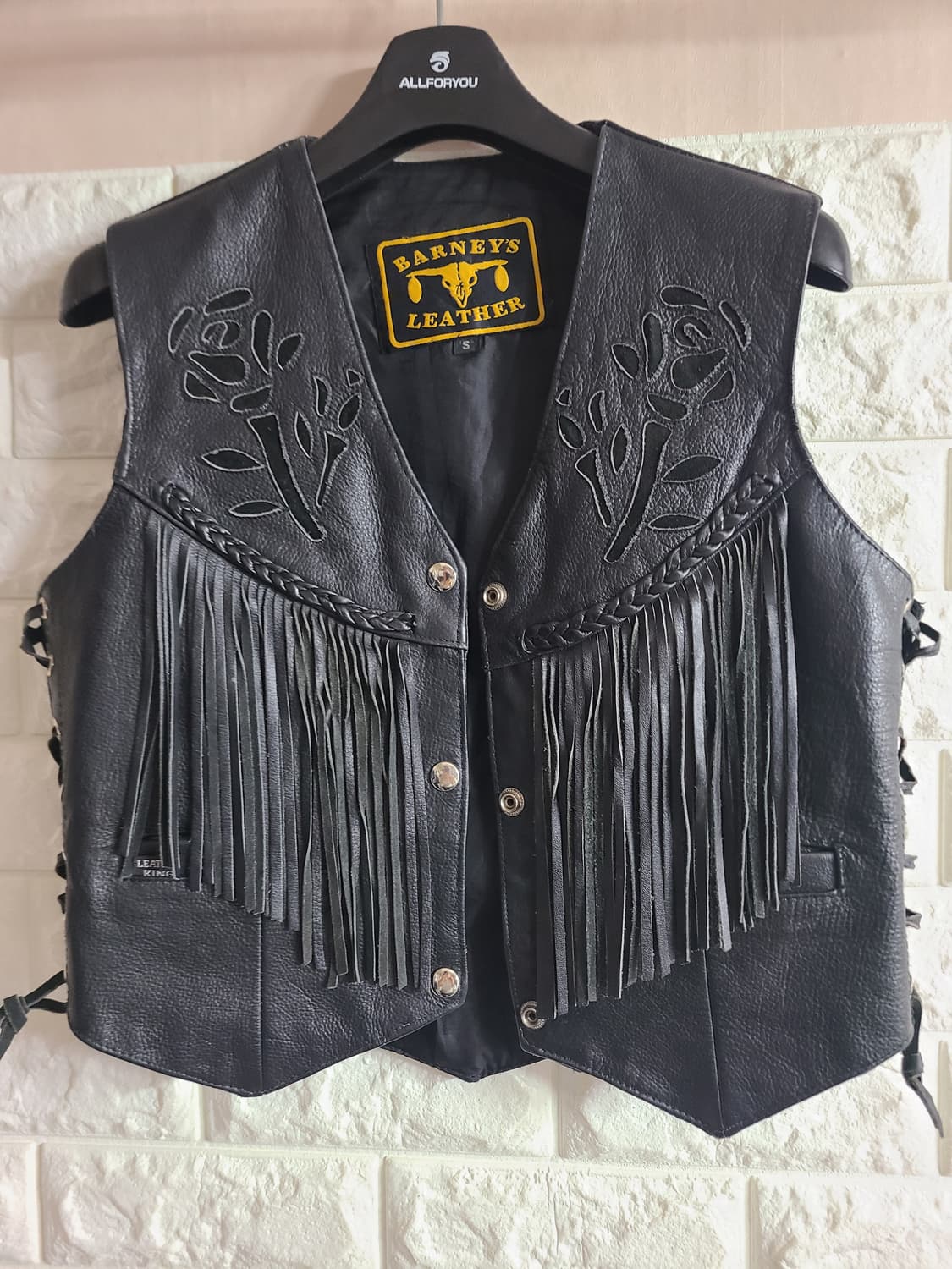 BARNEY'S LEATHER 프린지 가죽 베스트 블랙(55) 상품이미지1