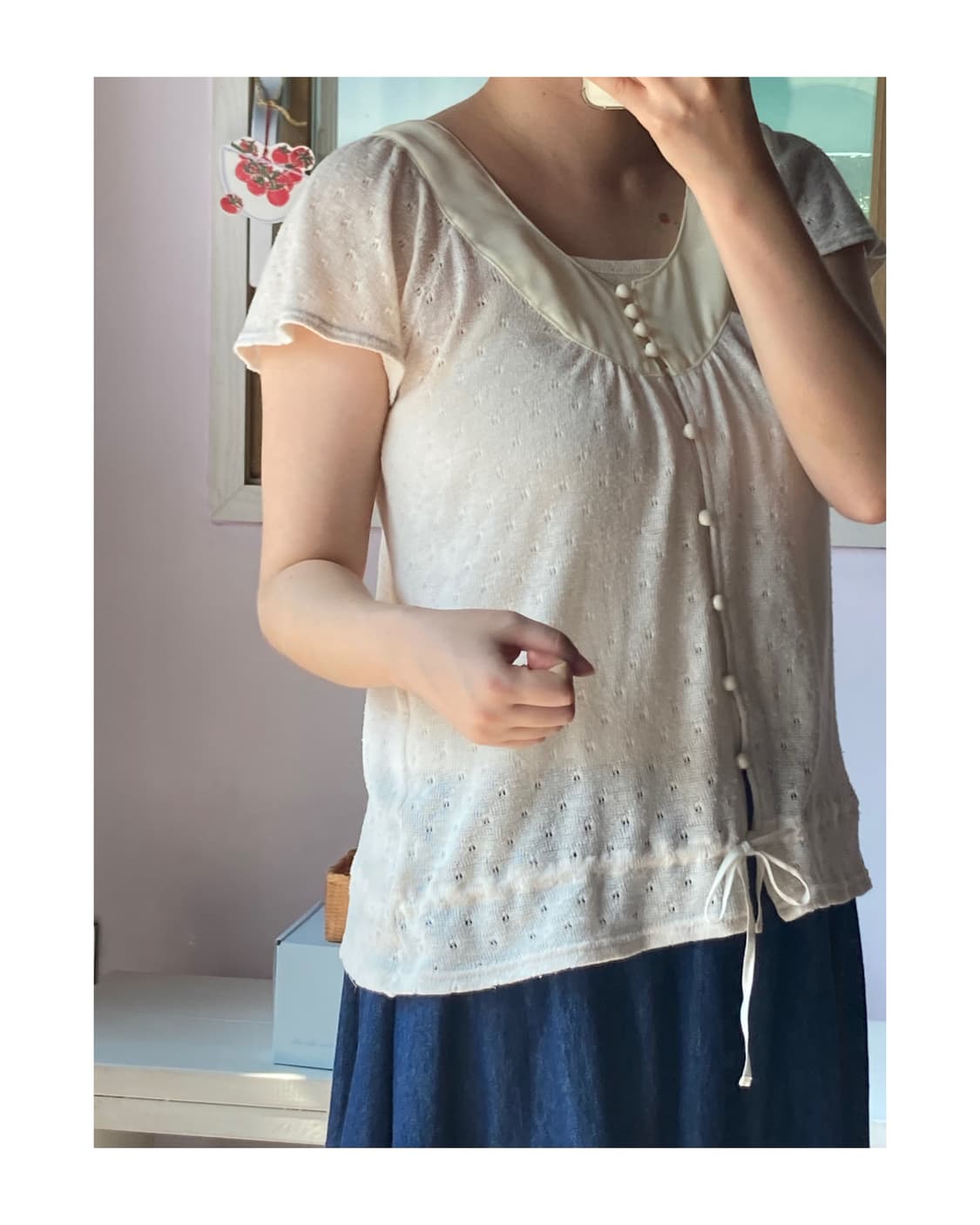 펀칭 반팔 가디건 상품이미지4