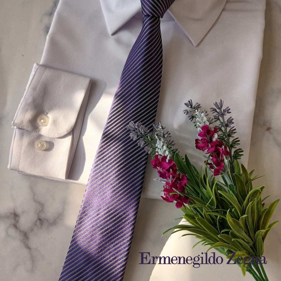 제냐 실크 퍼플 사선 스트라이프 넥타이 8.5cm A+등급 A19616
 상품이미지2