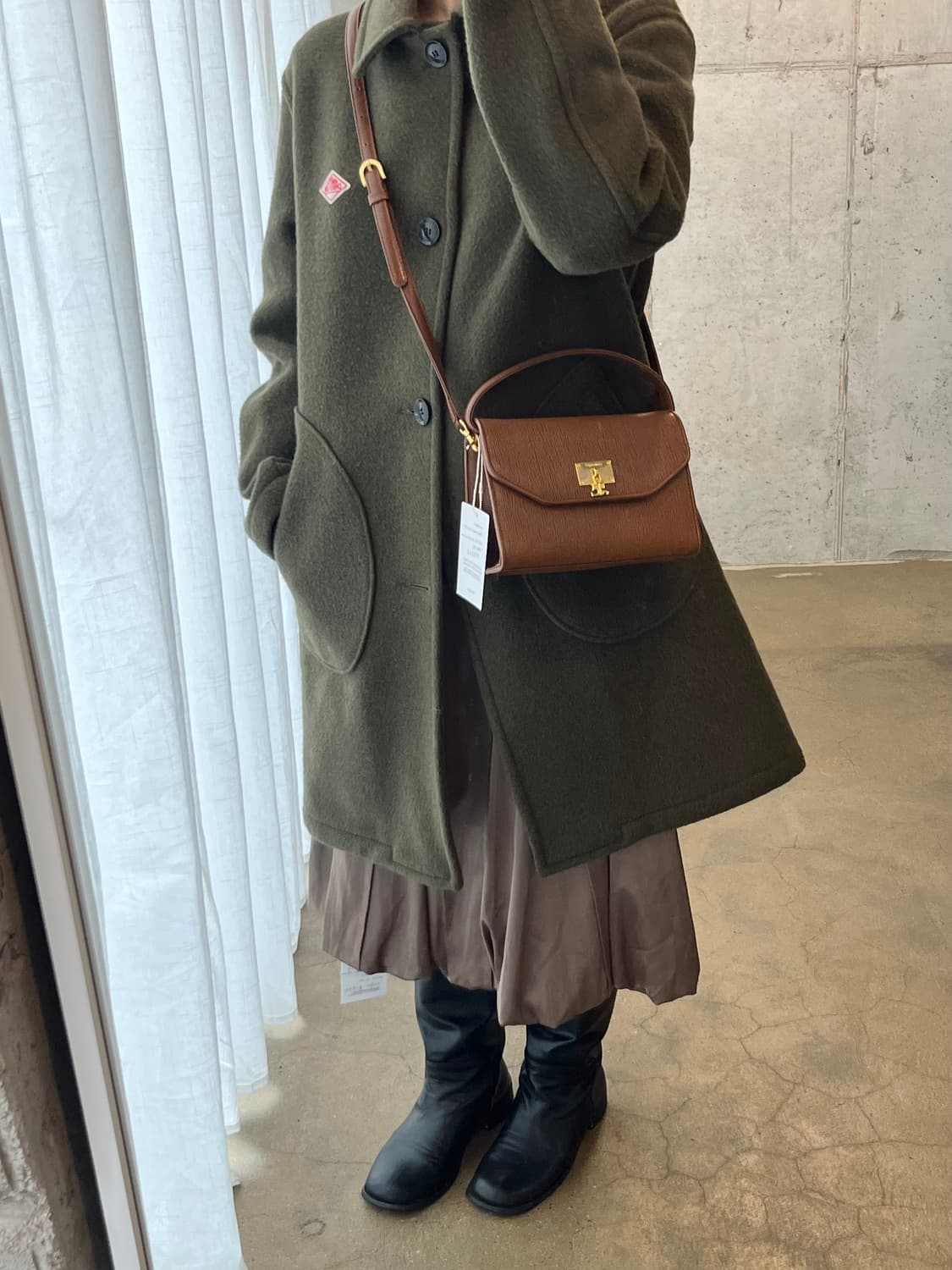 90s COURREGES 크로스바디백 미니 브라운 상품이미지3