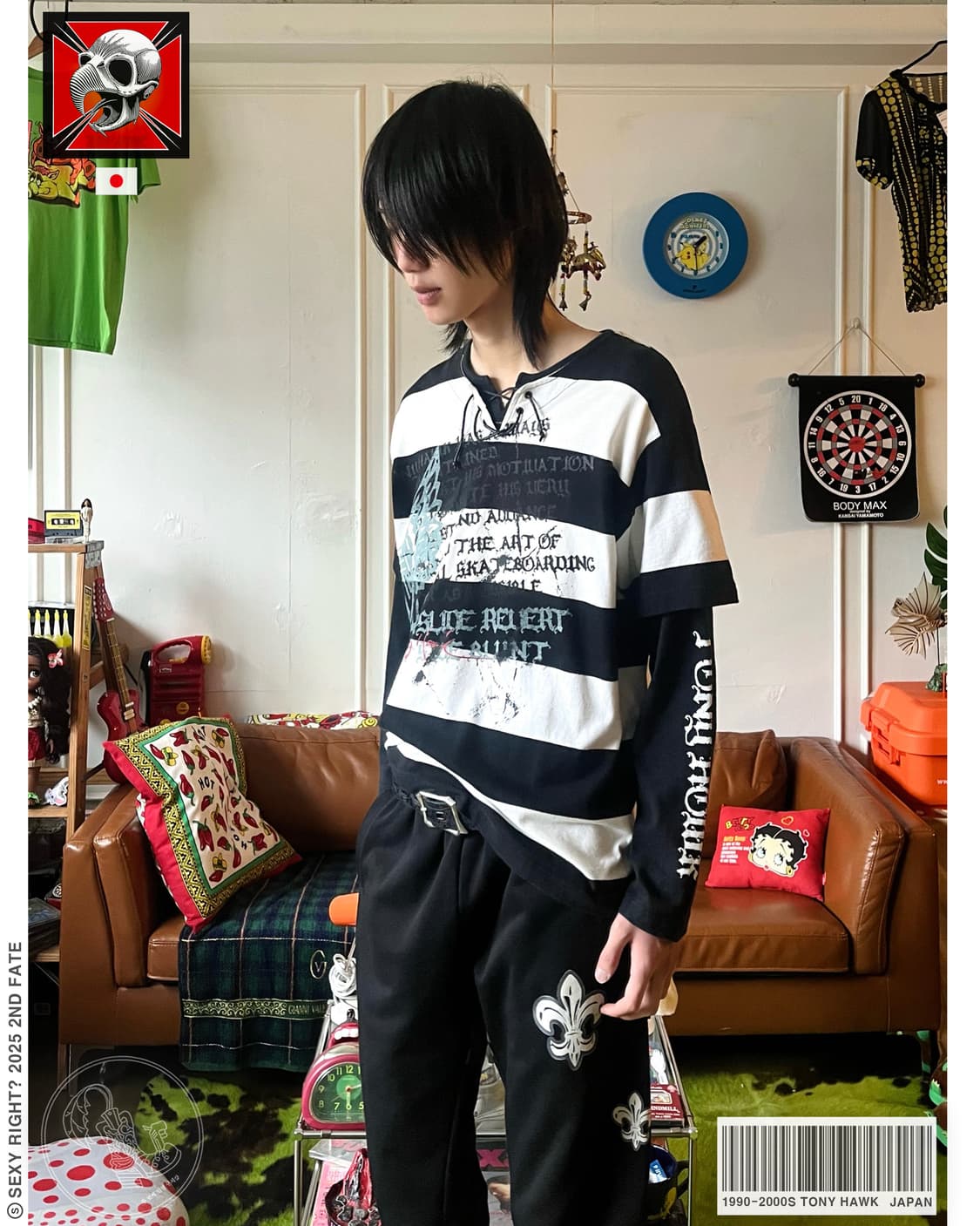 90-00s Tony Hawk Lace-up Layered Sleeve 상품이미지1