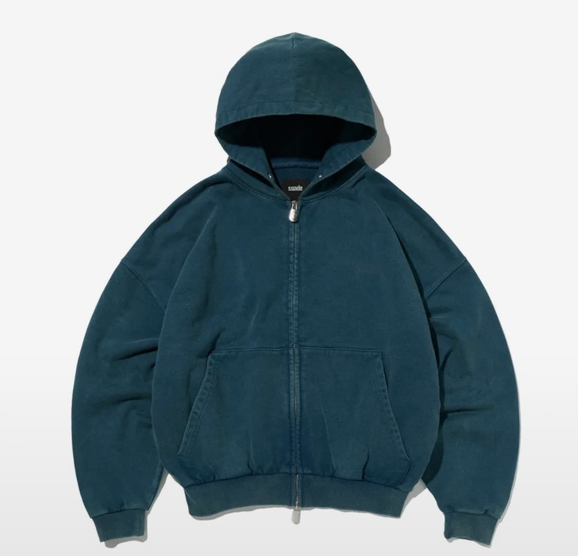 Suade 스웨이드 워시드 크롭 후드집업 딥그린 S 상품이미지1