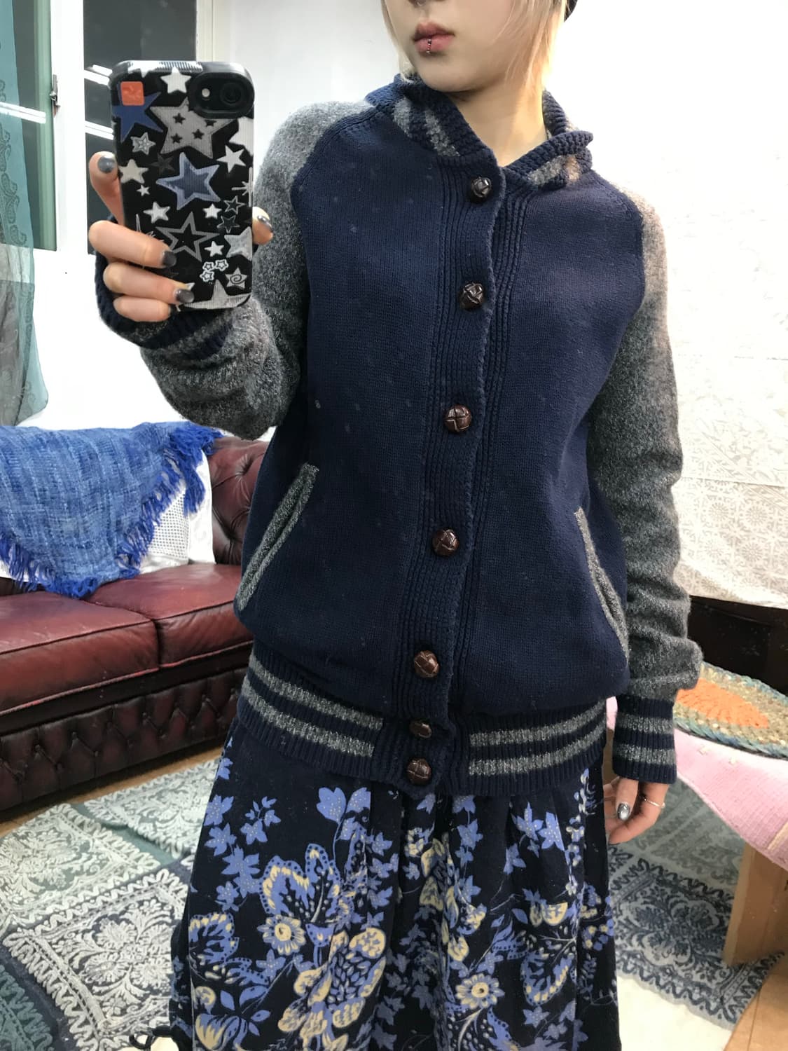 빈티지 나그랑 숄카라 니트 가디건 상품이미지2