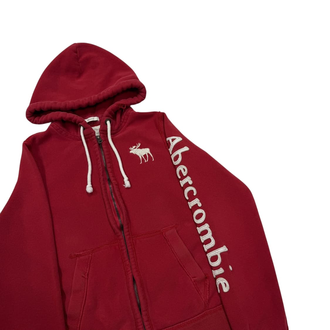 아베크롬비 빈티지 Y2K 스펠로고 기모 후드집업 자켓 버건디 레드 S 상품이미지2