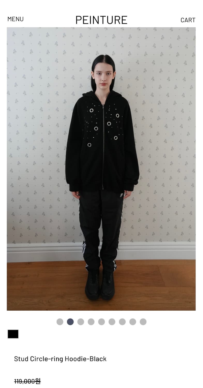 페인츄얼 스터드 링 후드집업 블랙 상품이미지2