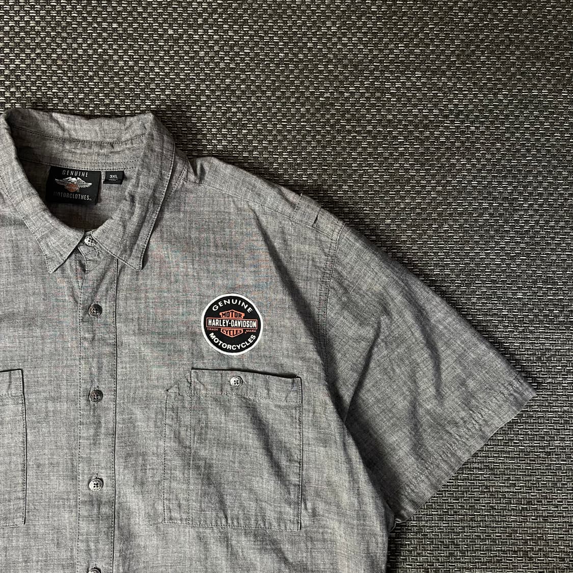 할리데이비슨 그레이 모터클로스 투포켓 반팔 셔츠 3XL 상품이미지3