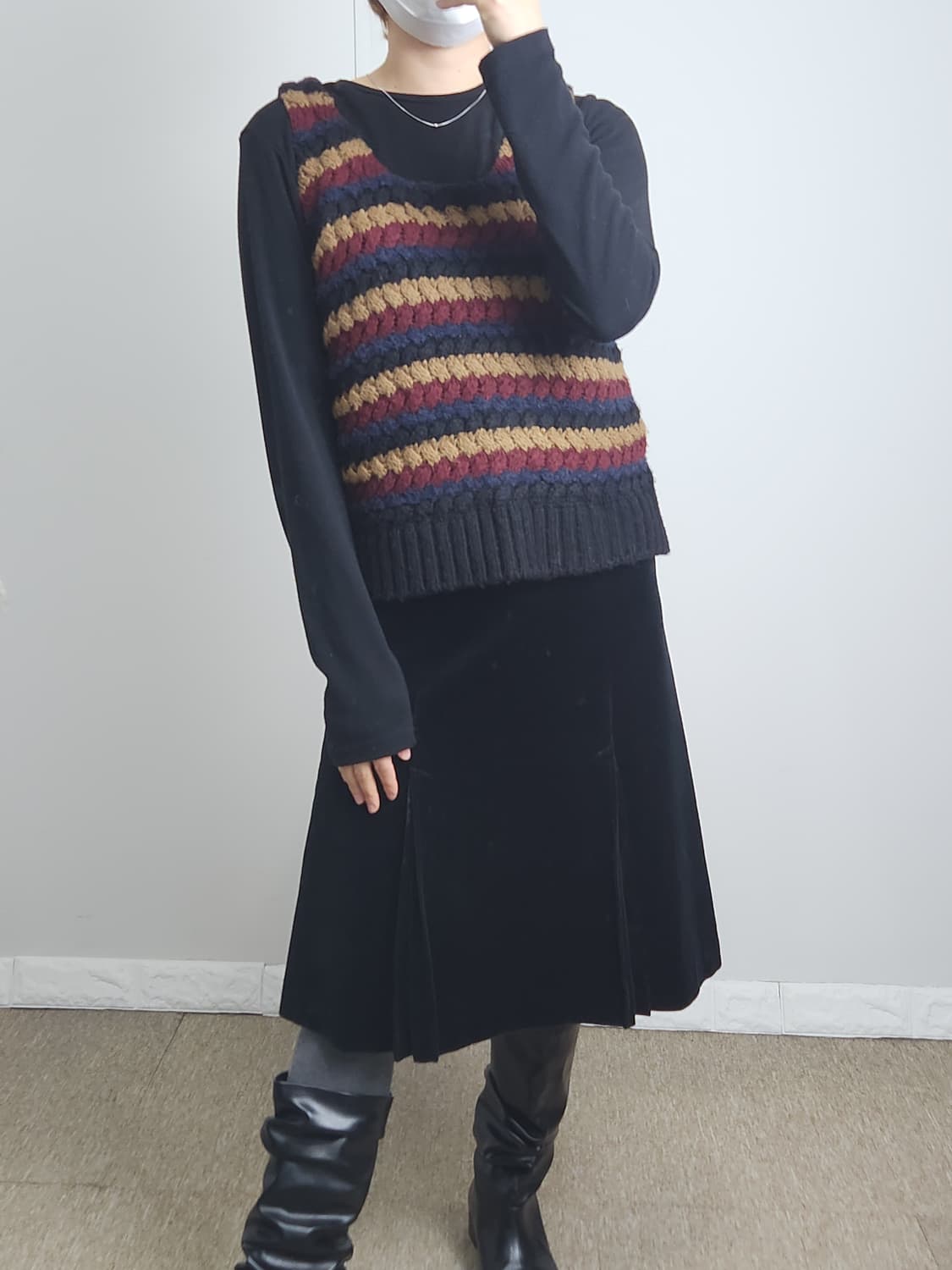 벨벳•코듀로이 플리츠 스커트 상품이미지4