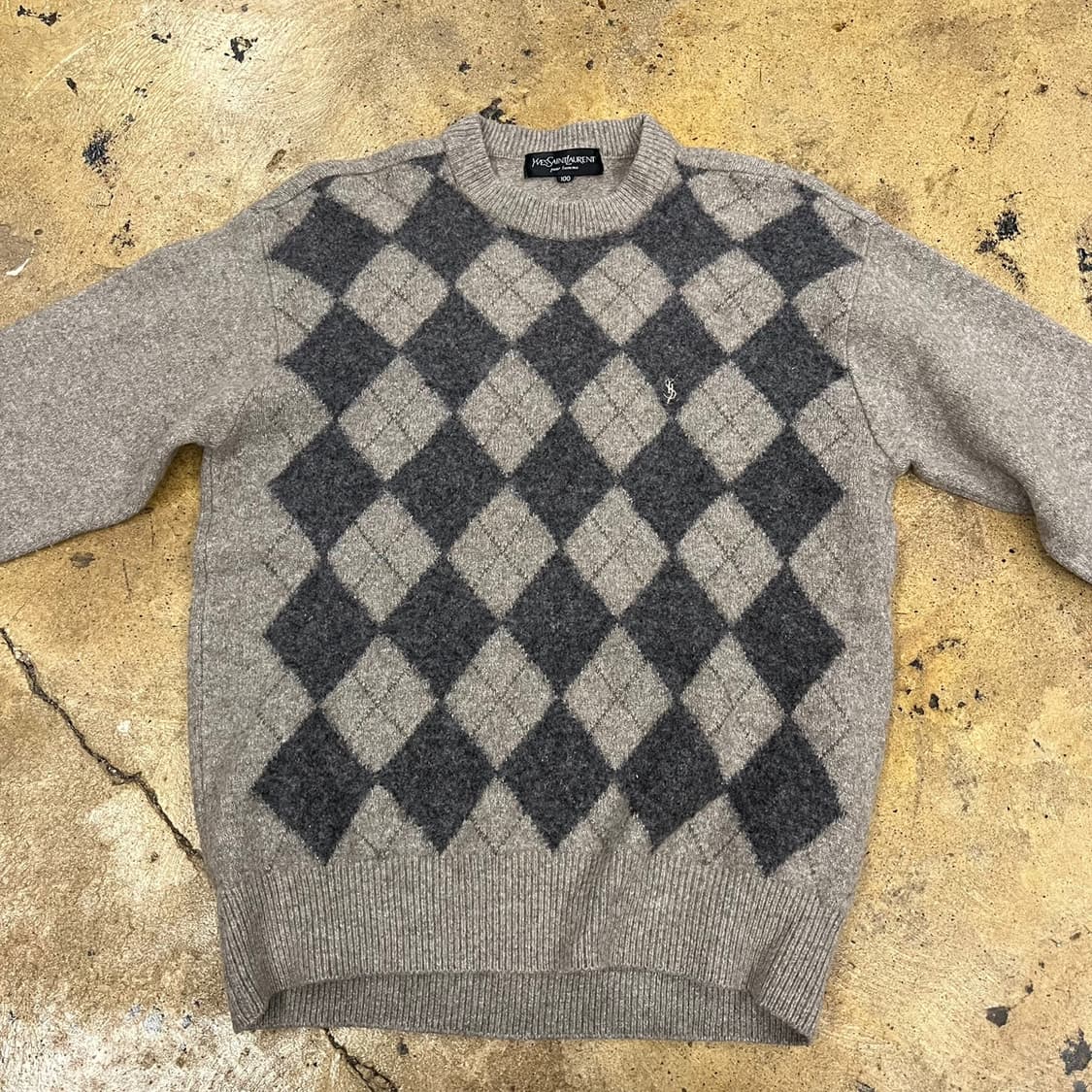 [정품/L] 입생로랑 빈티지 아가일 니트 스웨터 b17 상품이미지3