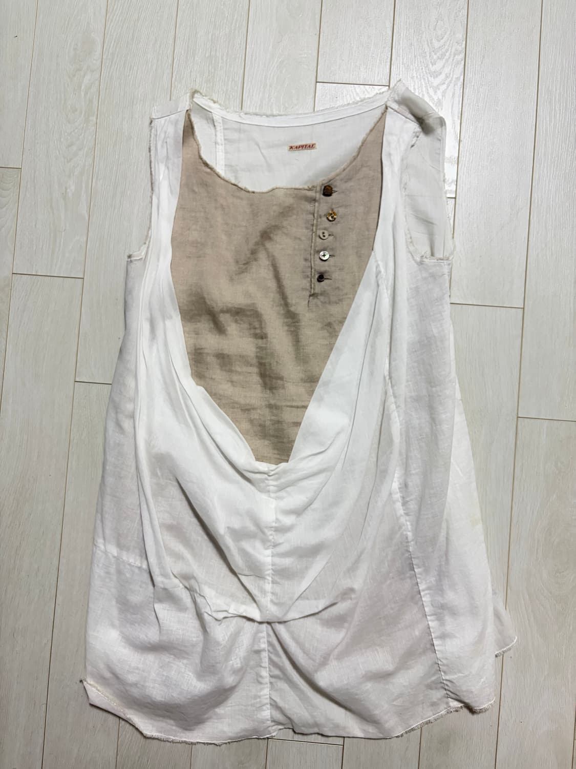 Skull button drape sleeveless 상품이미지2