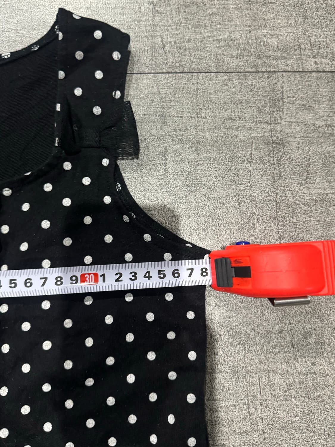 일본빈티지 하구미모리걸 달천깔페어리 도트땡땡이 리본슬리브리스 나시탑 상품이미지2