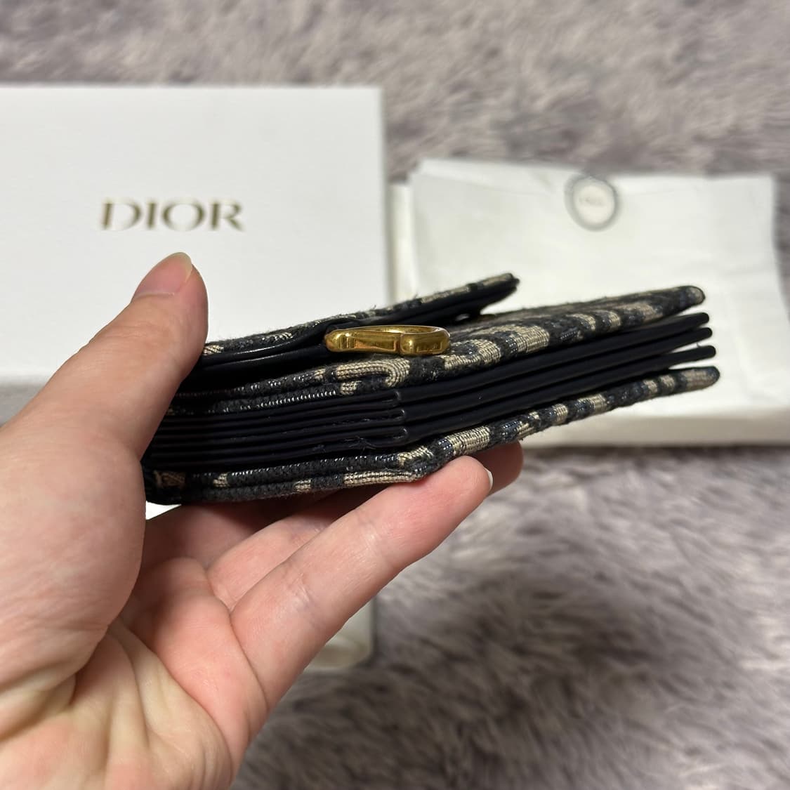 [풀구성] 디올 오블리크 새들 아코디언 카드지갑 베이지 상품이미지7