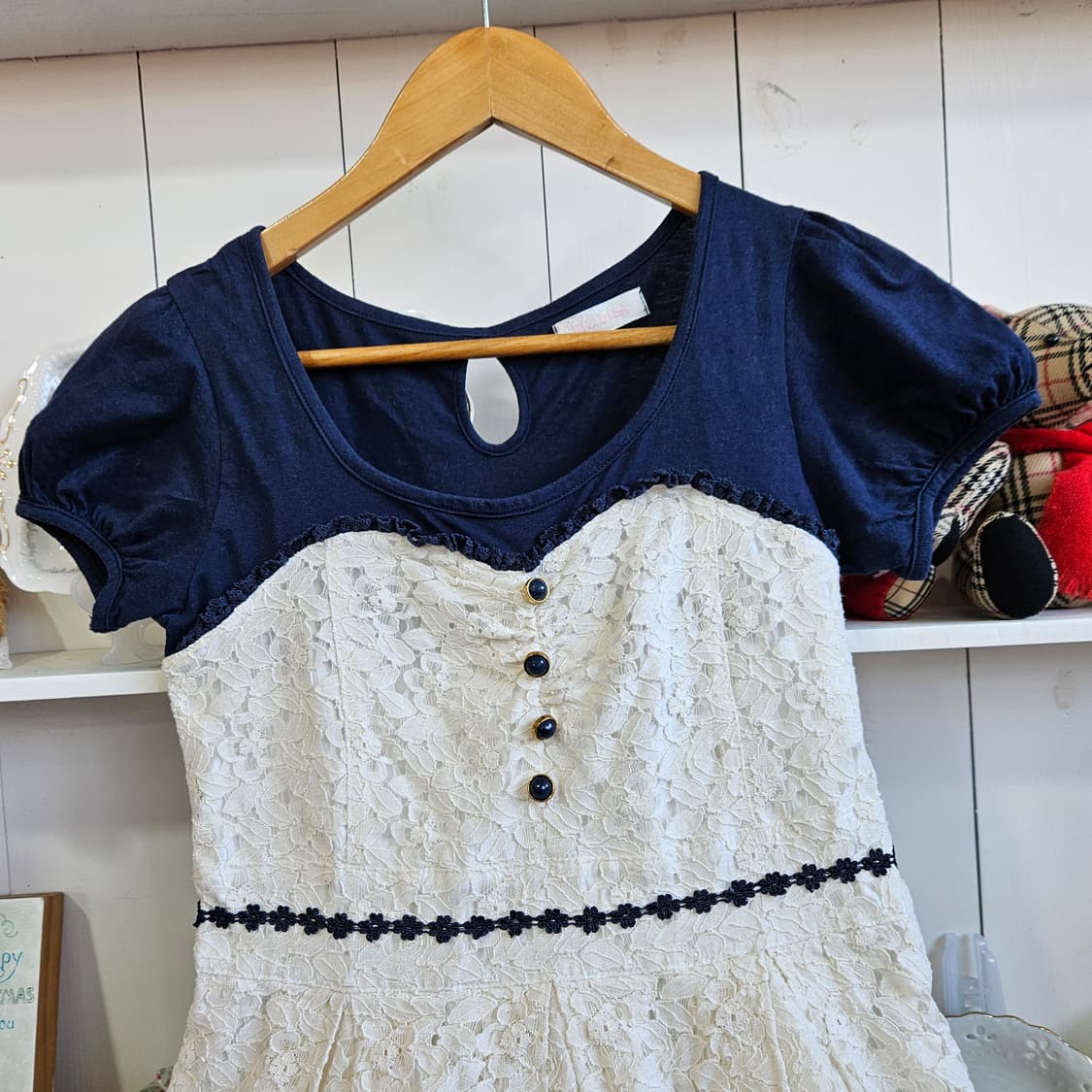 리즈리사(LIZ LISA) 네이비 배색 레이스 원피스 상품이미지3