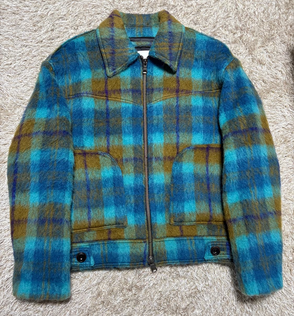 앤더슨벨 해리체크 샤기 울 자켓 L 상품이미지5