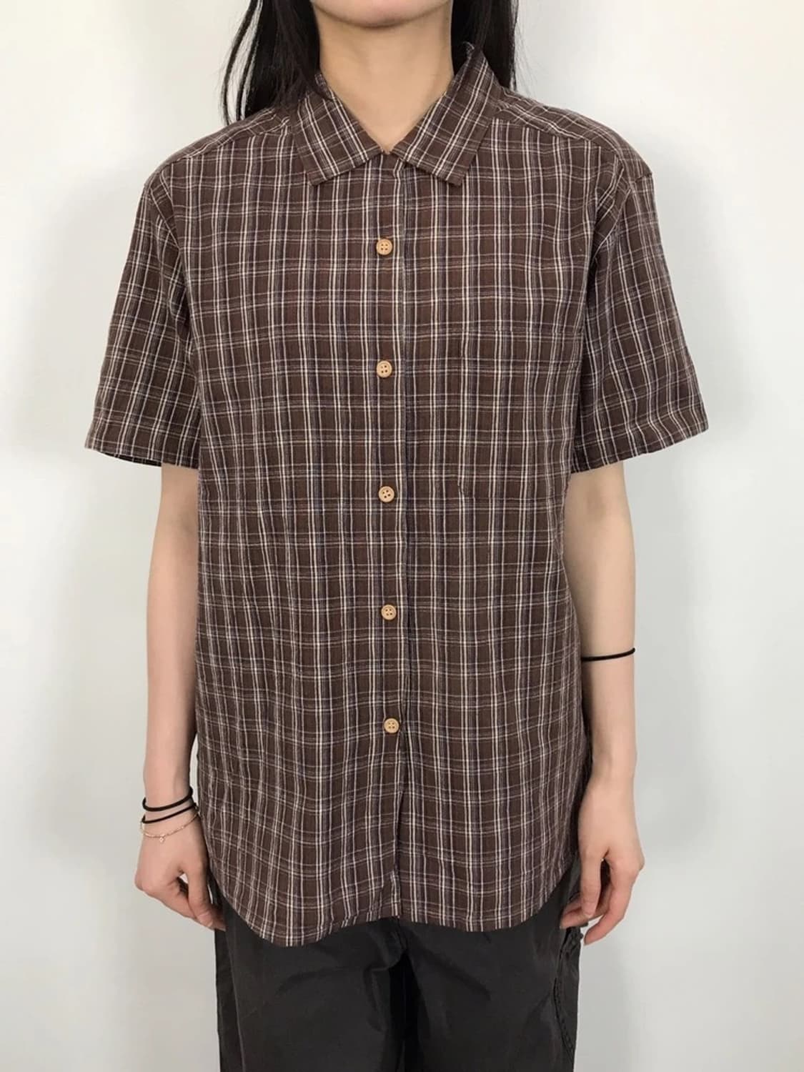 Jino House Brown Linen Check Shirt 상품이미지3