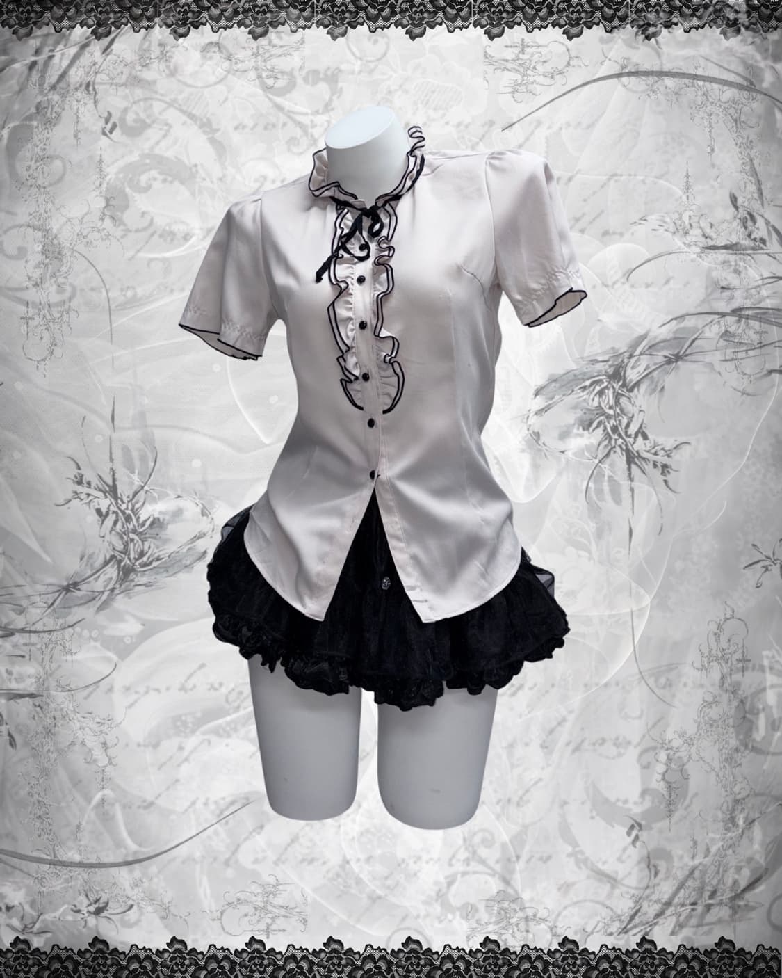 공겜여주 베스트 코디 3pcs 프릴 탑, 러블리, 로맨틱 고스 상품이미지3