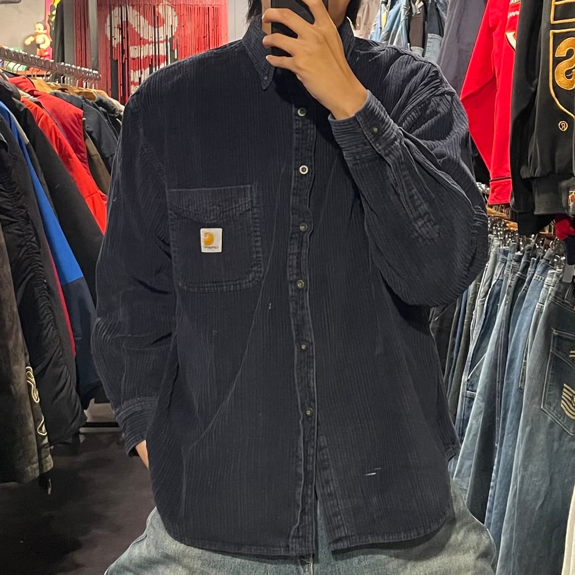 [IM] carhartt 칼하트 딥네이비 코듀로이 긴팔셔츠 상품이미지1