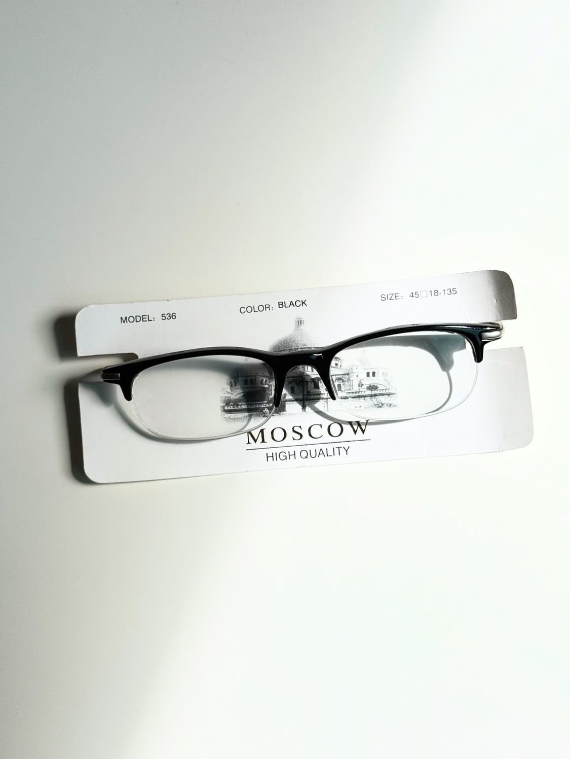 90s MOSCOW 블랙 반무테 뿔테 스퀘어 빈티지 안경 상품이미지1