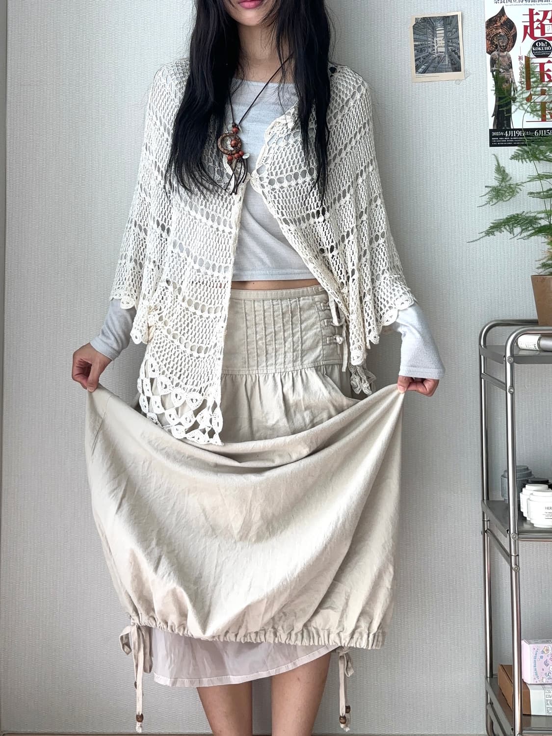 모리 디테일 항아리핏 팟 롱스커트 상품이미지3