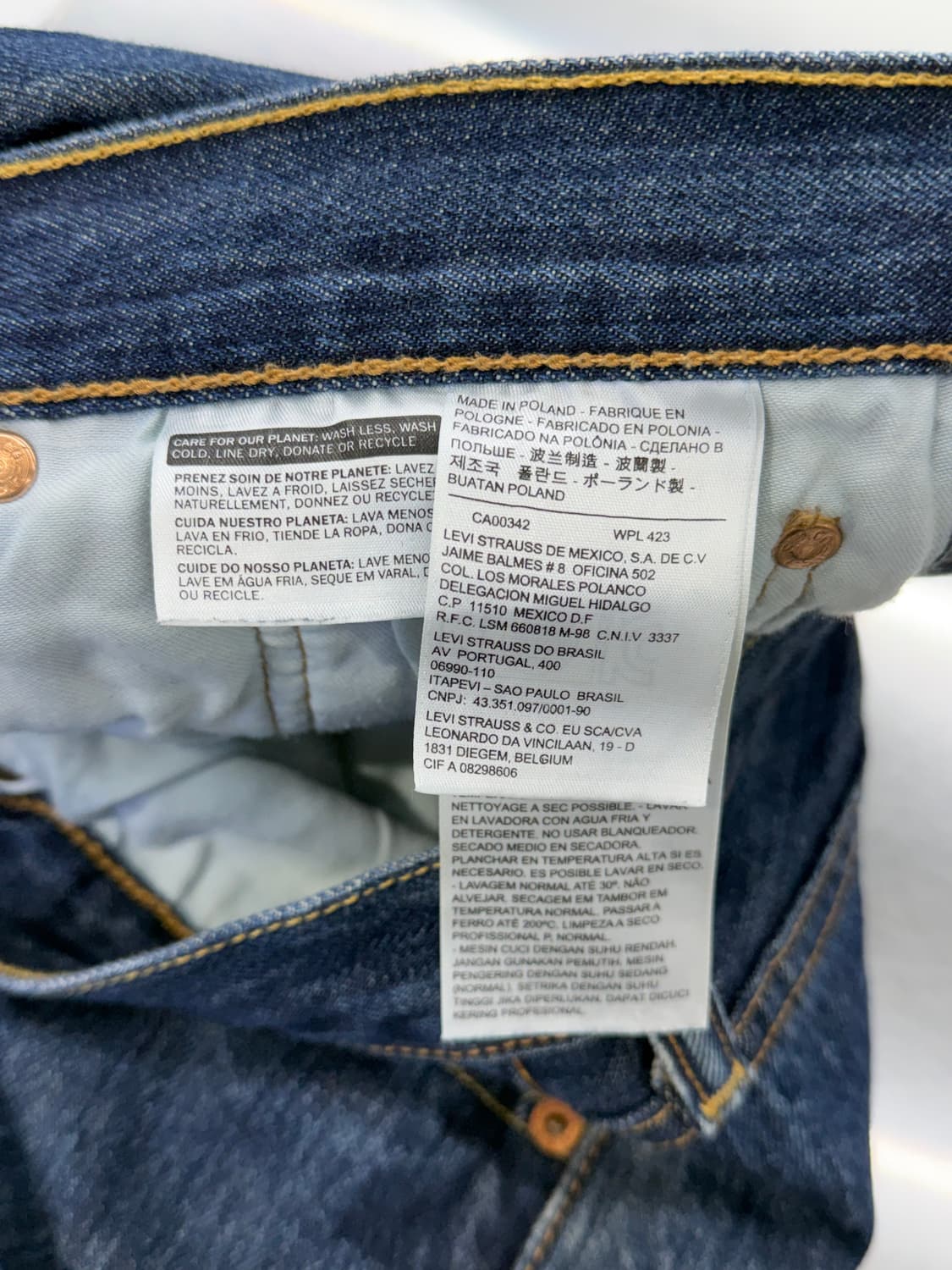 리바이스 501 오리지널 버튼 플라이 워싱 데님 팬츠 상품이미지7